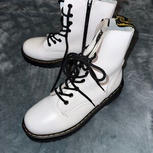 Dr. Martens White Leather Combat Boots